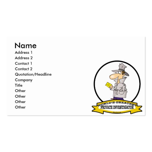 WORLDS GREATEST PRIVATE INVESTIGATOR MEN CARTOON BUSINESS CARD TEMPLATES (front side)