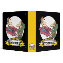 WORLDS GREATEST PSYCHIATRIST CARTOON VINYL BINDERS