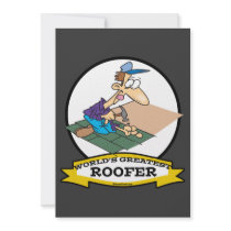 WORLDS GREATEST ROOFER MEN CARTOON ANNOUNCEMENT