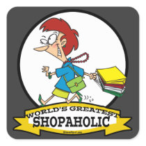 WORLDS GREATEST SHOPAHOLIC WOMEN CARTOON STICKER