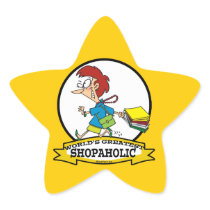 WORLDS GREATEST SHOPAHOLIC WOMEN CARTOON STAR STICKERS
