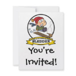 WORLDS GREATEST SLEDDER BOY II CARTOON CUSTOM INVITATIONS