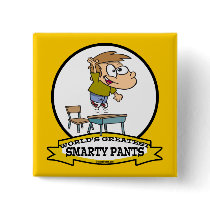 WORLDS GREATEST SMARTY PANTS BOY CARTOON BUTTONS