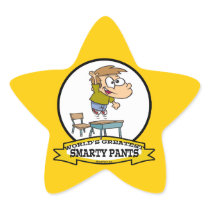 WORLDS GREATEST SMARTY PANTS BOY CARTOON STAR STICKER