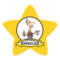 WORLDS GREATEST SOMMELIER CARTOON STAR STICKER