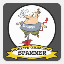 WORLDS GREATEST SPAMMER CARTOON SQUARE STICKERS