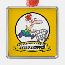 WORLDS GREATEST SPEED SHOPPER MEN CARTOON CHRISTMAS TREE ORNAMENT