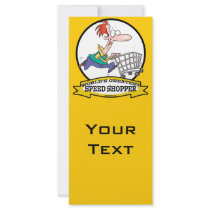 WORLDS GREATEST SPEED SHOPPER MEN CARTOON RACK CARD DESIGN