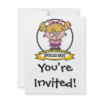 WORLDS GREATEST SPOILED BRAT CARTOON CUSTOM INVITES