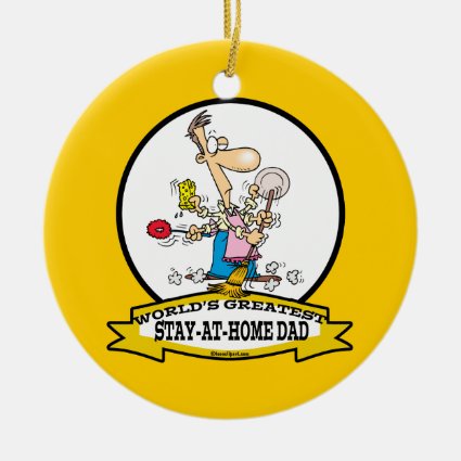 WORLDS GREATEST STAY AT HOME DAD CARTOON CHRISTMAS ORNAMENT