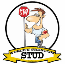 WORLDS GREATEST STUD MEN CARTOON PHOTO CUTOUT