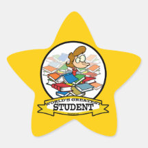 WORLDS GREATEST STUDENT FEMALE CARTOON STAR STICKERS