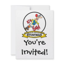 WORLDS GREATEST STUNTMAN MEN CARTOON PERSONALIZED ANNOUNCEMENT