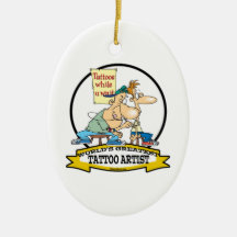 WORLDS GREATEST TATTOO ARTIST CARTOON CHRISTMAS ORNAMENTS