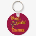 World's Greatest Teacher Floral keychains by DesignsOutOfMind World's Greatest Teacher Floral keychains