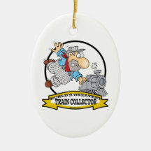 WORLDS GREATEST TRAIN COLLECTOR MEN CARTOON CHRISTMAS TREE ORNAMENTS