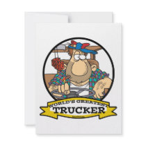 WORLDS GREATEST TRUCKER MEN CARTOON PERSONALIZED INVITES