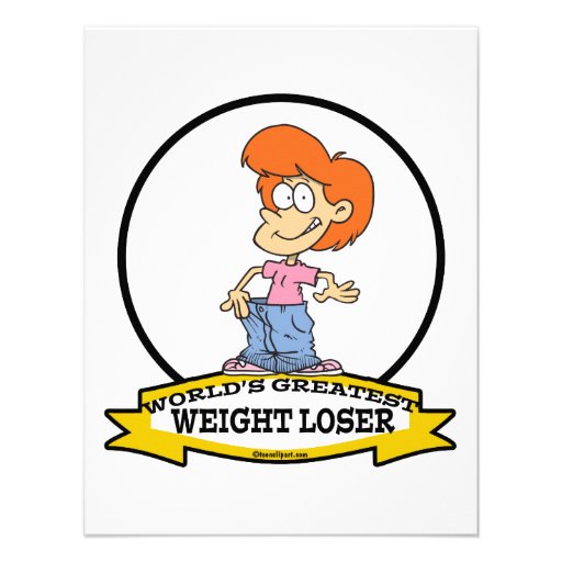 WORLDS GREATEST WEIGHT LOSER FEMALE CARTOON ANNOUNCEMENT