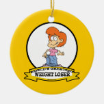 WORLDS GREATEST WEIGHT LOSER FEMALE CARTOON CHRISTMAS ORNAMENTS