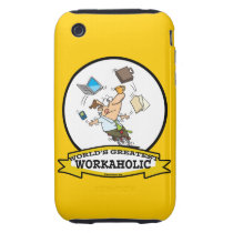 WORLDS GREATEST WORKAHOLIC MEN CARTOON TOUGH IPHONE 3 CASE