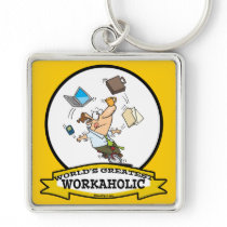 WORLDS GREATEST WORKAHOLIC MEN CARTOON KEY CHAINS