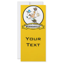 WORLDS GREATEST WORKAHOLIC MEN CARTOON PERSONALIZED RACK CARD