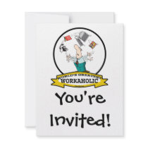 WORLDS GREATEST WORKAHOLIC MEN II CARTOON PERSONALIZED INVITE
