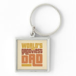 World's Grooviest Dad Retro Funny keychains