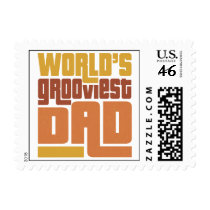 World's Grooviest Dad Retro Funny Postage Stamps