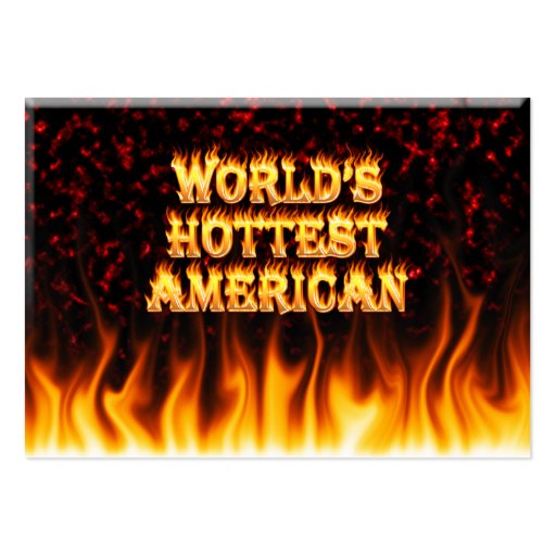 World's Hottest American fire and flames red marbl Business Cards (front side)