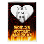 World's Hottest American fire and flames red marbl Greeting Cards