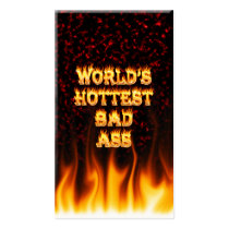World's Hottest Bad Ass fire and flames red marble business cards