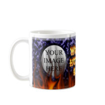 World's hottest BBQ fire and flames blue marble. mugs