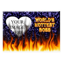 World's hottest Boss fire and flames blue marble. Business Card Templates