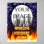 World's hottest Boss fire and flames blue marble Poster