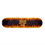 World's hottest Boss fire and flames blue marble Skateboard Deck