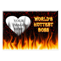 World's hottest Boss fire and flames red marble Business Card