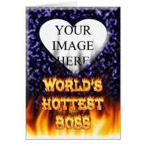 World's hottest Boss fire and flames red marble cards