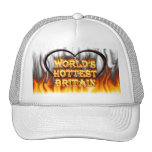 World's Hottest Britain fire and flames red marble Trucker Hat