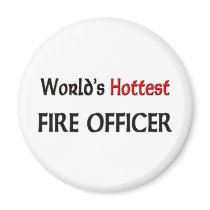 Worlds Hottest Fire Officer magnets by tshirtshirts Worlds Hottest Fire Officer magnets