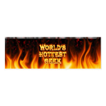 World's hottest Geek fire and flames red marble Business Card Templates