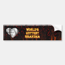 World's hottest Grandma fire and flames red marble Bumper Stickers