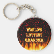 World's hottest Grandma fire and flames red marble Key Chains