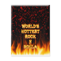 World's Hottest Rock N Rolla fire and flames red m postcards