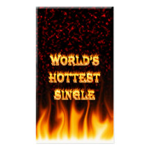 World's Hottest Single fire and flames red marble. Business Card