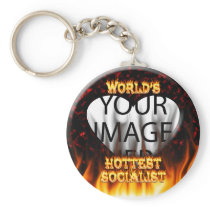 World's Hottest Socialist fire and flames red marb Key Chain