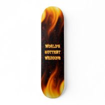 World's Hottest Wedding fire and flames red marble skateboards