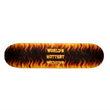 World's Hottest Wedding fire and flames red marble Skate Board Decks