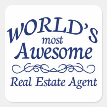 World's Most Awesome Real Estate Agent Square Sticker
