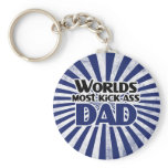 Worlds Most Kick Ass Dad Funny Fathers Day Keychains